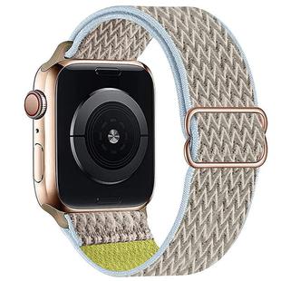 For Apple Watch 46mm / 49mm / 45mm / 44mm Kalebol Eight Buckle Wavy Braided Nylon Watch Band(Apricot)