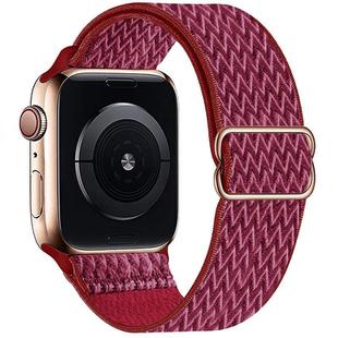 For Apple Watch 42mm / 41mm / 40mm / 38mm Kalebol Eight Buckle Wavy Braided Nylon Watch Band(Wine Red)