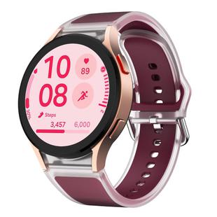 For Samsung Galaxy Watch 7  / 6 / 5 / 4 Kalebol Glacier Transparent Silicone Watch Band(Wine Red)