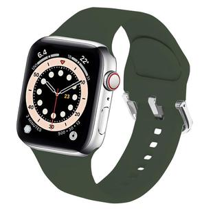 For Apple Watch 46mm / 49mm / 45mm / 44mm Kalebol Metal Pin Buckle Silicone Watch Band(Army Green)