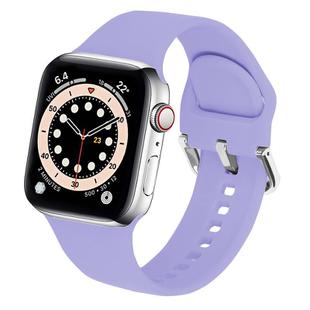 For Apple Watch 46mm / 49mm / 45mm / 44mm Kalebol Metal Pin Buckle Silicone Watch Band(Light Purple)