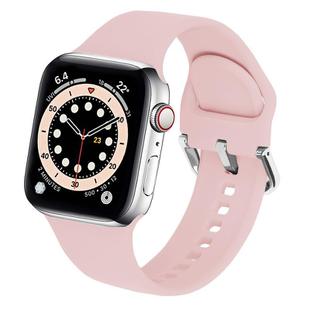 For Apple Watch 46mm / 49mm / 45mm / 44mm Kalebol Metal Pin Buckle Silicone Watch Band(Light Pink)