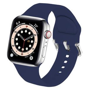 For Apple Watch 46mm / 49mm / 45mm / 44mm Kalebol Metal Pin Buckle Silicone Watch Band(Dark Blue)