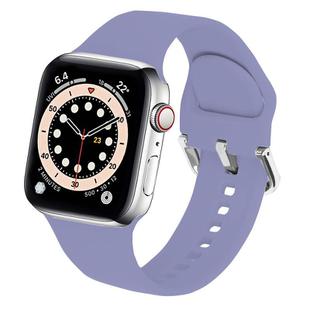 For Apple Watch 46mm / 49mm / 45mm / 44mm Kalebol Metal Pin Buckle Silicone Watch Band(Lavender)