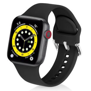 For Apple Watch 42mm / 41mm / 40mm / 38mm Kalebol Metal Pin Buckle Silicone Watch Band(Black)