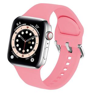 For Apple Watch 42mm / 41mm / 40mm / 38mm Kalebol Metal Pin Buckle Silicone Watch Band(Bright Pink)