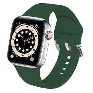 For Apple Watch 42mm / 41mm / 40mm / 38mm Kalebol Metal Pin Buckle Silicone Watch Band(Dark Green)