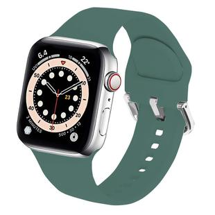 For Apple Watch 42mm / 41mm / 40mm / 38mm Kalebol Metal Pin Buckle Silicone Watch Band(Pine Green)