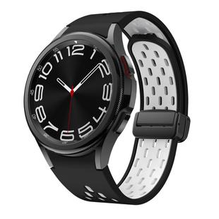 For Samsung Galaxy Watch 4 / 5 / 6 Kalebol Two-color Mesh Magnetic Black Buckle Silicone Strap(Black White)