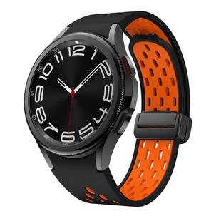 For Samsung Galaxy Watch 4 / 5 / 6 Kalebol Two-color Mesh Magnetic Black Buckle Silicone Strap(Black Orange)