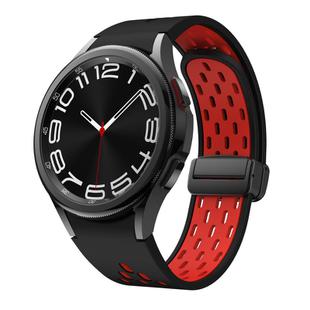 For Samsung Galaxy Watch 4 / 5 / 6 Kalebol Two-color Mesh Magnetic Black Buckle Silicone Strap(Black Red)