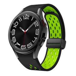 For Samsung Galaxy Watch 4 / 5 / 6 Kalebol Two-color Mesh Magnetic Black Buckle Silicone Strap(Black Fluorescent Green)