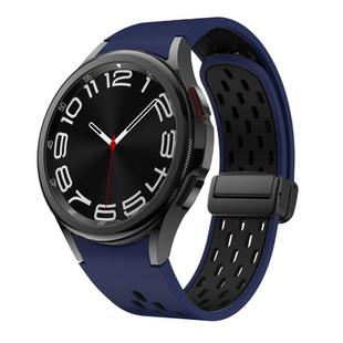 For Samsung Galaxy Watch 4 / 5 / 6 Kalebol Two-color Mesh Magnetic Black Buckle Silicone Strap(Midnight Blue Black)