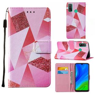 For Huawei P smart 2020 Cross Texture Painting Pattern Horizontal Flip Leather Case with Holder & Card Slots & Wallet & Lanyard(Pink Diamond)