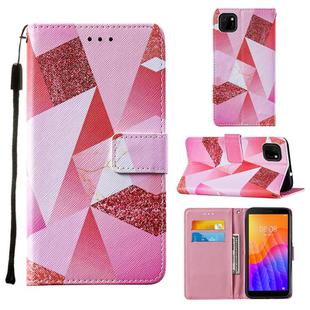 For Huawei Y5p / Honor 9S Cross Texture Painting Pattern Horizontal Flip Leather Case with Holder & Card Slots & Wallet & Lanyard(Pink Diamond)