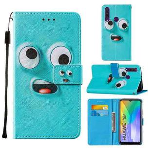 For Huawei Y6p Cross Texture Painting Pattern Horizontal Flip Leather Case with Holder & Card Slots & Wallet & Lanyard(Big Eyed)