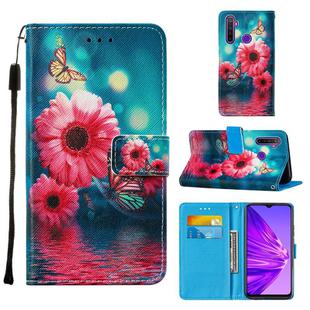 For OPPO Realme 5 / C3 / 6i Cross Texture Painting Pattern Horizontal Flip Leather Case with Holder & Card Slots & Wallet & Lanyard(Chrysanthemum)