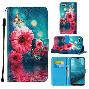 For Oppo A7 / A5S / A12 Cross Texture Painting Pattern Horizontal Flip Leather Case with Holder & Card Slots & Wallet & Lanyard(Chrysanthemum)