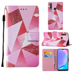 For Vivo Y17 / Y15 / Y12/ U10 / Y11 / Y3 Cross Texture Painting Pattern Horizontal Flip Leather Case with Holder & Card Slots & Wallet & Lanyard(Pink Diamond)