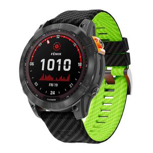 For Garmin Fenix 7 22mm Kalebol Two Color Carbon Fiber Print Silicone Watch Band(Black Lime)