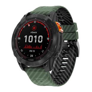 For Garmin Fenix 7 22mm Kalebol Two Color Carbon Fiber Print Silicone Watch Band(Army Green Black)