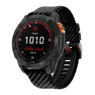 For Garmin Fenix 7X 26mm Kalebol Two Color Carbon Fiber Print Silicone Watch Band(Black)
