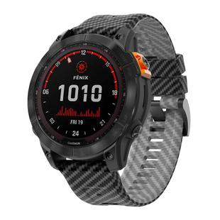 For Garmin Fenix 7X 26mm Kalebol Two Color Carbon Fiber Print Silicone Watch Band(Black Grey)