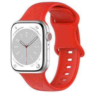 For Apple Watch 46mm / 49mm / 45mm / 44mm Kalebol 8-shaped Buckle Butterfly Embossed Silicone Watch Band(Red)