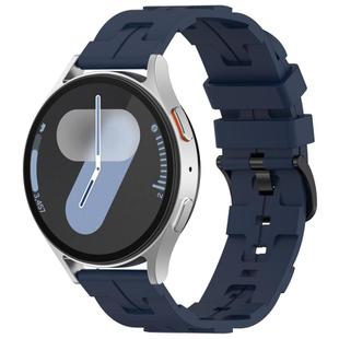 20mm Kalebol Solid Color Black Buckle Round Tail Silicone Watch Band(Navy Blue)