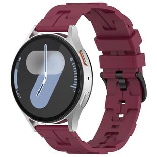 20mm Kalebol Solid Color Black Buckle Round Tail Silicone Watch Band(Wine Red)