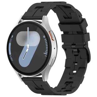 22mm Kalebol Solid Color Black Buckle Round Tail Silicone Watch Band(Black)