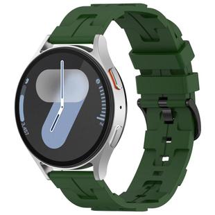 22mm Kalebol Solid Color Black Buckle Round Tail Silicone Watch Band(Army Green)
