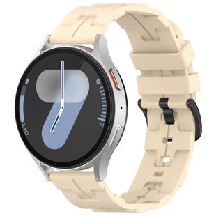 22mm Kalebol Solid Color Black Buckle Round Tail Silicone Watch Band(Cream Color)