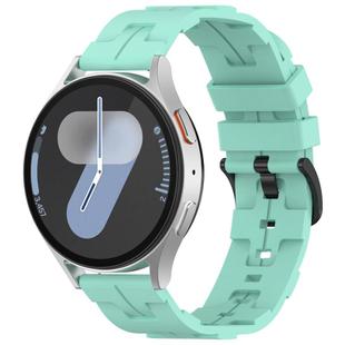 22mm Kalebol Solid Color Black Buckle Round Tail Silicone Watch Band(Teal)