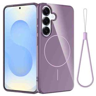 For Samsung Galaxy S23 FE 5G Glossy TPU Shockproof MagSafe Phone Case with Lanyard(Purple)