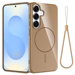 For Samsung Galaxy S24 FE 5G Glossy TPU Shockproof MagSafe Phone Case with Lanyard(Gold)