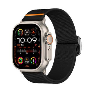 For Apple Watch 46mm / 49mm / 45mm / 44mm Kalebol Bull Bead Buckle Elastic Nylon Watch Band(Black)