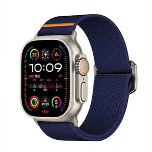 For Apple Watch 46mm / 49mm / 45mm / 44mm Kalebol Bull Bead Buckle Elastic Nylon Watch Band(Midnight Blue)
