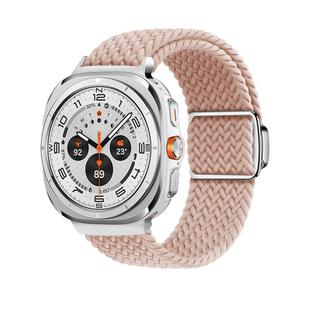 For Samsung Galaxy Watch Ultra 47mm Kalebol Braided Loop Magnetic Silver Buckle Watch Band(Pink Sand)