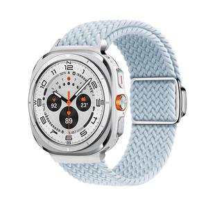 For Samsung Galaxy Watch Ultra 47mm Kalebol Braided Loop Magnetic Silver Buckle Watch Band(Fog Blue)