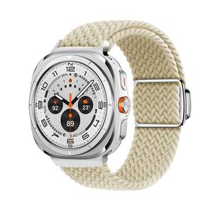 For Samsung Galaxy Watch Ultra 47mm Kalebol Braided Loop Magnetic Silver Buckle Watch Band(Starlight)