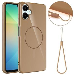 For Samsung Galaxy A06 4G / 5G Glossy TPU Shockproof MagSafe Phone Case with Lanyard(Gold)