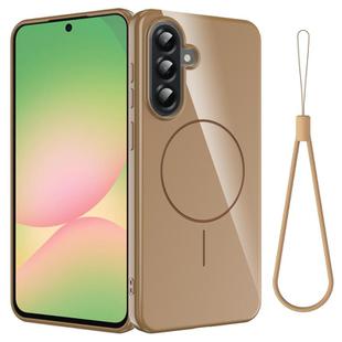 For Samsung Galaxy A26 5G Glossy TPU Shockproof MagSafe Phone Case with Lanyard(Gold)