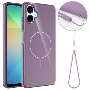 For Samsung Galaxy A07 4G Glossy TPU Shockproof MagSafe Phone Case with Lanyard(Purple)