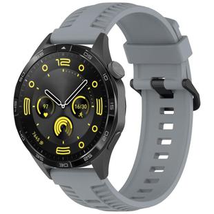 20mm Kalebol Black Buckle Tire Pattern Silicone Watch Band(Grey)