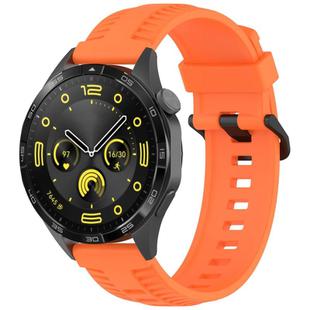 22mm Kalebol Black Buckle Tire Pattern Silicone Watch Band(Orange)