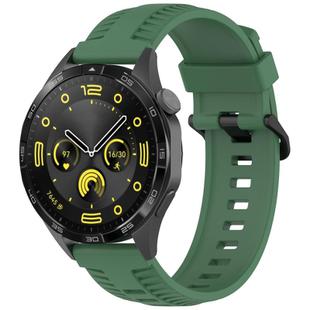 22mm Kalebol Black Buckle Tire Pattern Silicone Watch Band(Army Green)