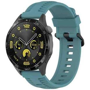 22mm Kalebol Black Buckle Tire Pattern Silicone Watch Band(Rock Blue)
