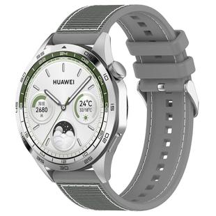22mm Kalebol Ordinary Silver Buckle Hybrid Nylon Braid Silicone Watch Band(Grey)