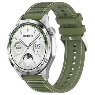 22mm Kalebol Ordinary Silver Buckle Hybrid Nylon Braid Silicone Watch Band(Green)